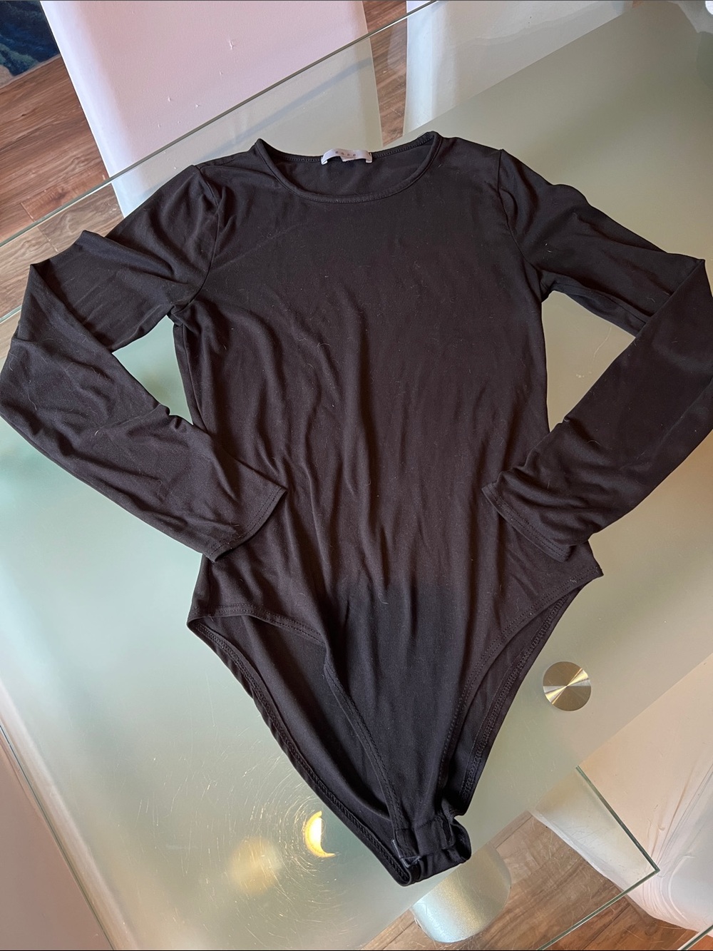gaze Black Long-Sleeve Bodysuit Tee